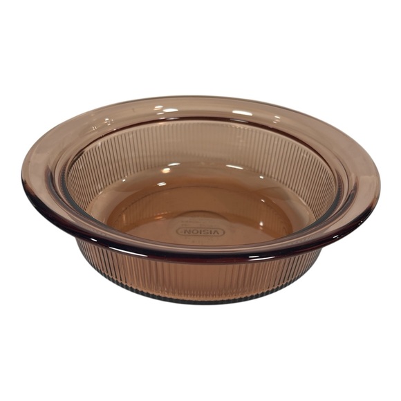 Corning Ware Vision Amber V-32-B Ribbed 1.5 Qt Round Casserole Dish - No Lid - Picture 3 of 7